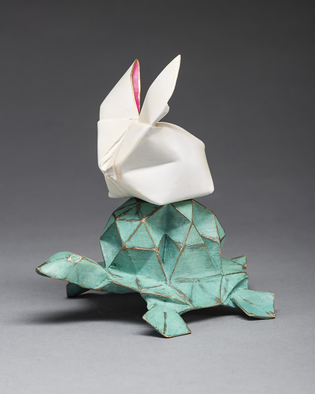origami turtle and bunny sculpture