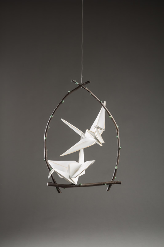 origami crane hanging sculpture