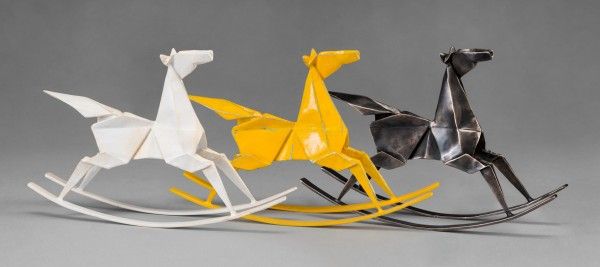 origami pony rocking sculpture