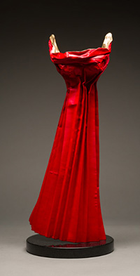 pleated red dress sculpture
